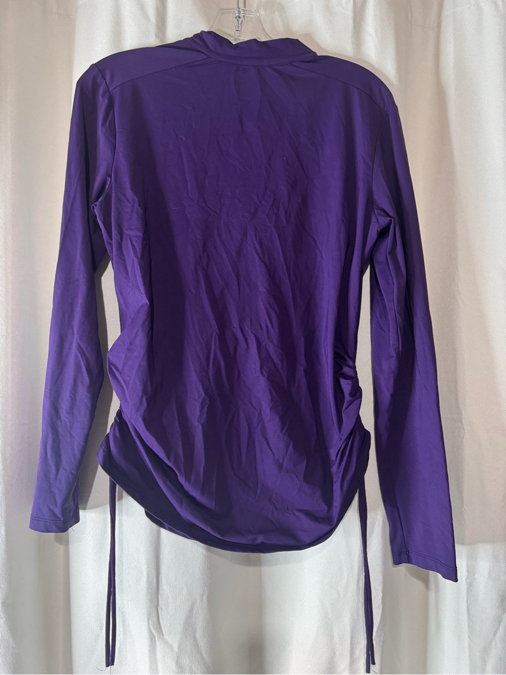 Purple Half-Zip Long Sleeve athletic work out Top with Pink Zip size large USA - Picture 2 of 4
